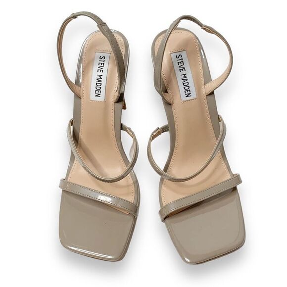 Steve Madden Gracey Strappy Heels Patent Gray Square Toe Sandal Women’s Size 8.5 - Picture 4 of 11